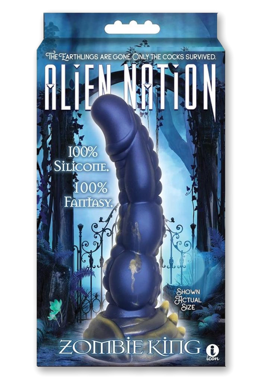 Alien Nation Zombie King Silicone Dildo - Blue/Gray