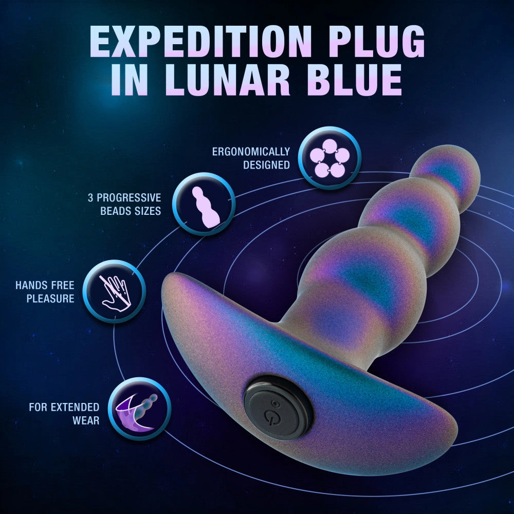 Anal Adventures Matrix By Blush® | Expedition - Vibrating Anal Plug With AnchorTech™ Base -Lunar Blue