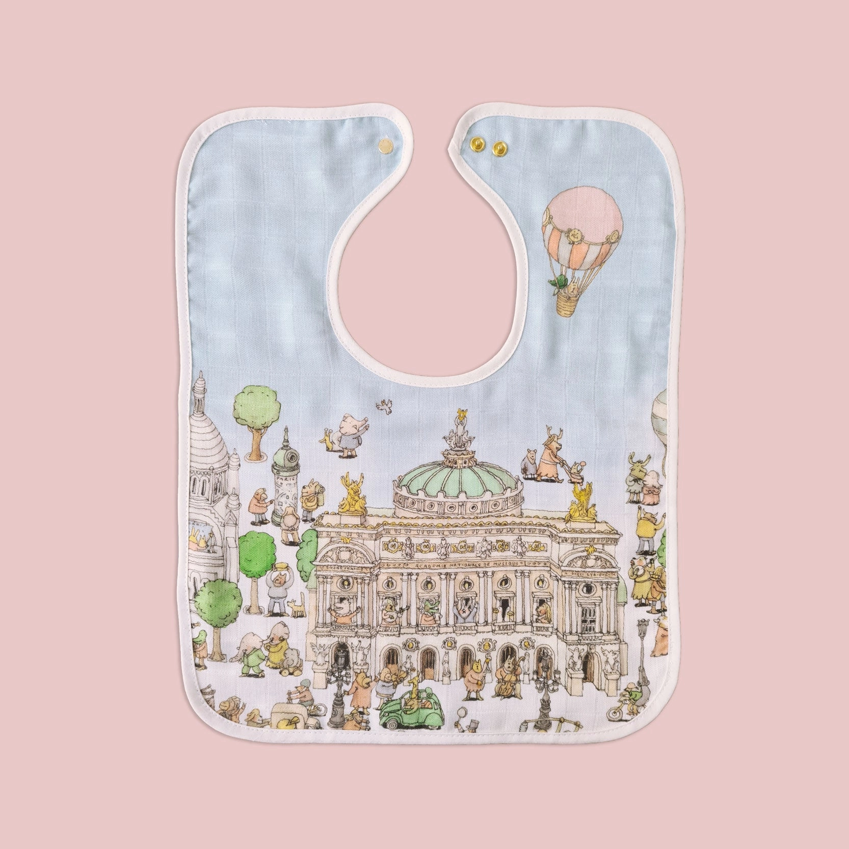Atelier Choux Large Bib Paris Gold Snaps