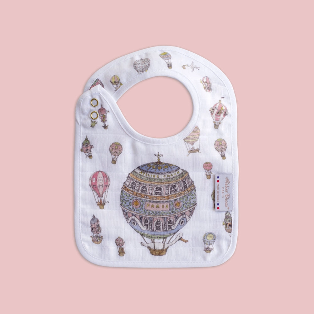 Atelier Choux Small Bib Hot Air Balloons Gold Snaps