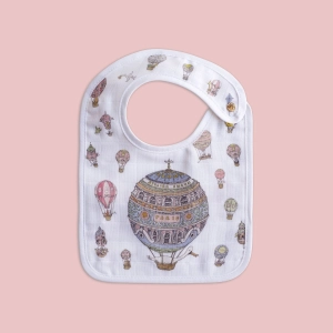 Atelier Choux Small Bib Hot Air Balloons Gold Snaps