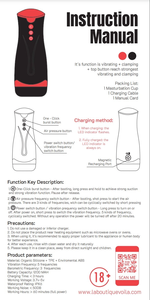 Automatic Male Masturbator, Constricting & Vibrating