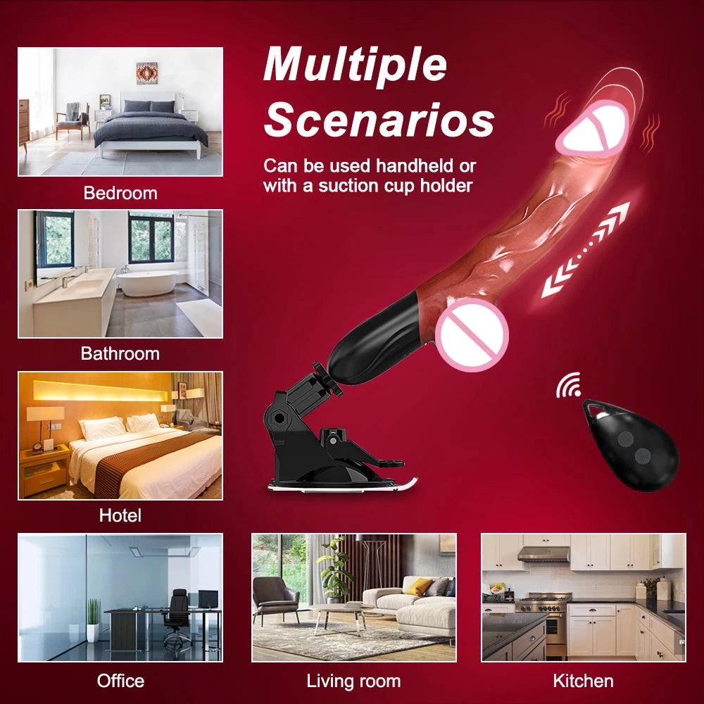 Automatic Telescopic Thrusting Dildo Vibrator for Women Wireless Remote G Spot Masturbation