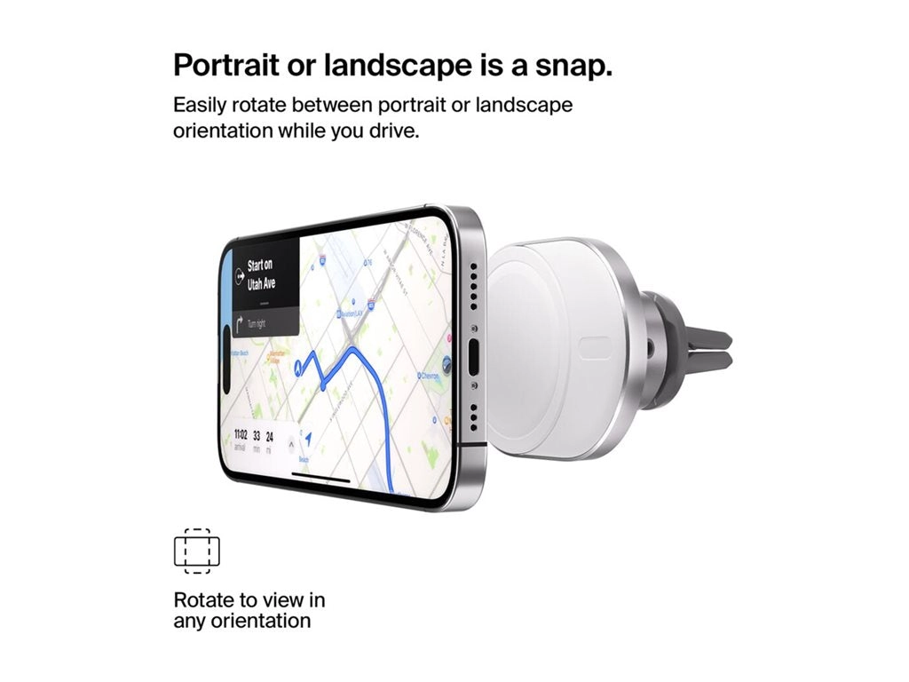 Belkin - Car wireless charging holder - magnetic with Qi2   car power adapter - 15 Watt - Fast Charge - gray WIC008BTGR-V2