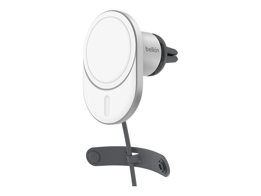 Belkin - Car wireless charging holder - magnetic with Qi2   car power adapter - 15 Watt - Fast Charge - gray WIC008BTGR-V2