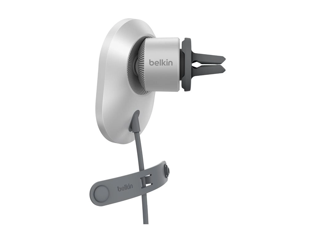 Belkin - Car wireless charging holder - magnetic with Qi2   car power adapter - 15 Watt - Fast Charge - gray WIC008BTGR-V2