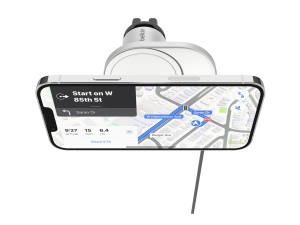 Belkin - Car wireless charging holder - magnetic with Qi2   car power adapter - 15 Watt - Fast Charge - gray WIC008BTGR-V2