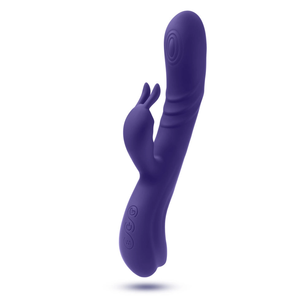 Blush | Harper 8.75 Inch G Spot Clitoral Dual Stimulation Silicone Rabbit Vibrator With 5 Shaft Vibrations - Midnight