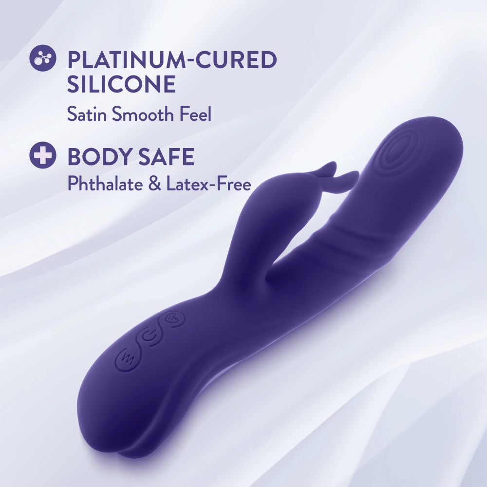 Blush | Harper 8.75 Inch G Spot Clitoral Dual Stimulation Silicone Rabbit Vibrator With 5 Shaft Vibrations - Midnight