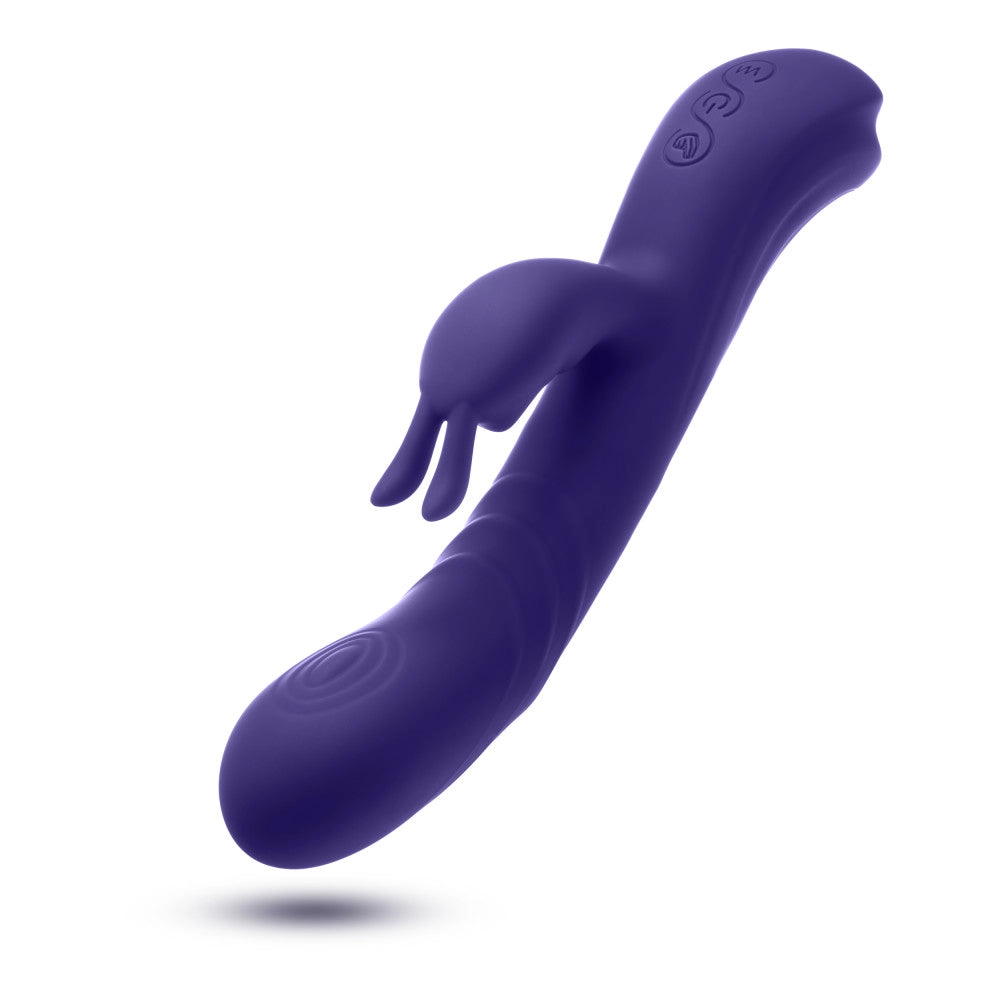 Blush | Harper 8.75 Inch G Spot Clitoral Dual Stimulation Silicone Rabbit Vibrator With 5 Shaft Vibrations - Midnight
