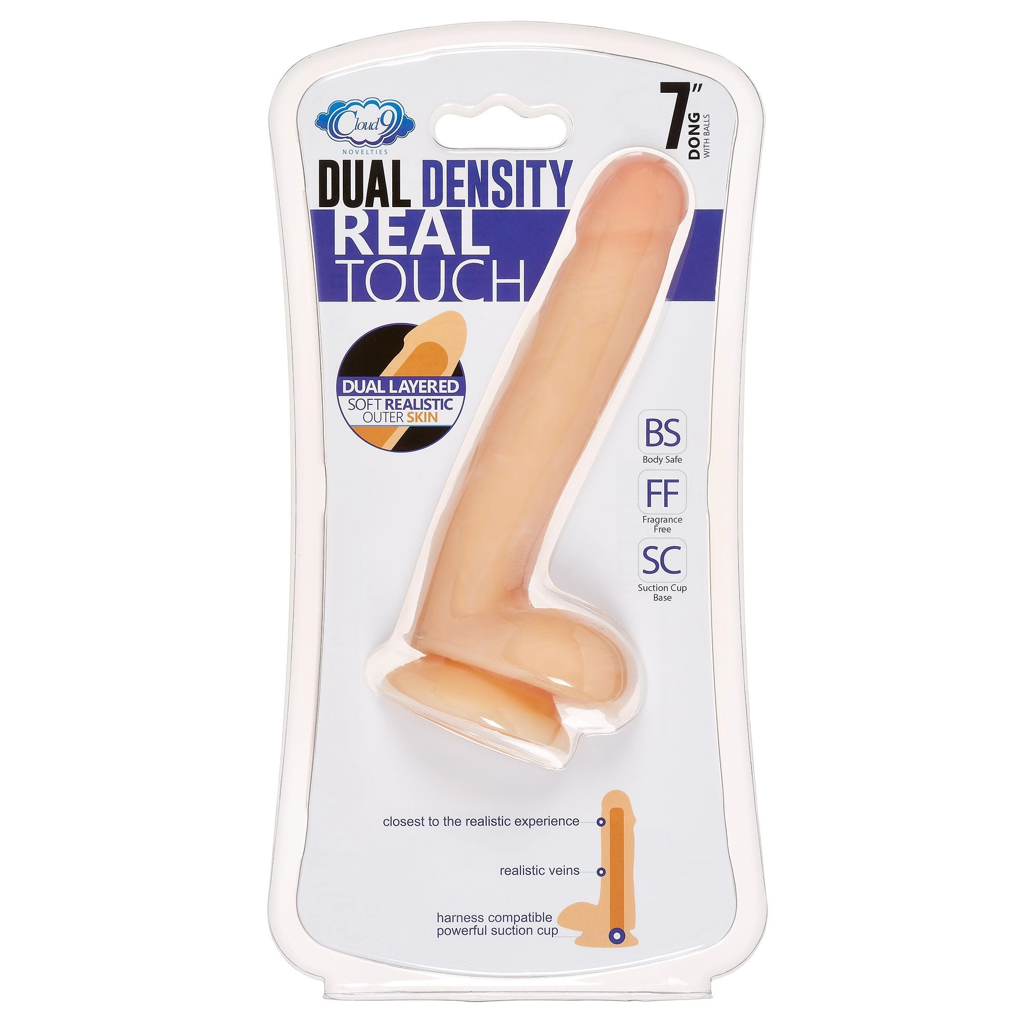 Cloud 9 dual density dildo 6in w/ balls tan/ mocha