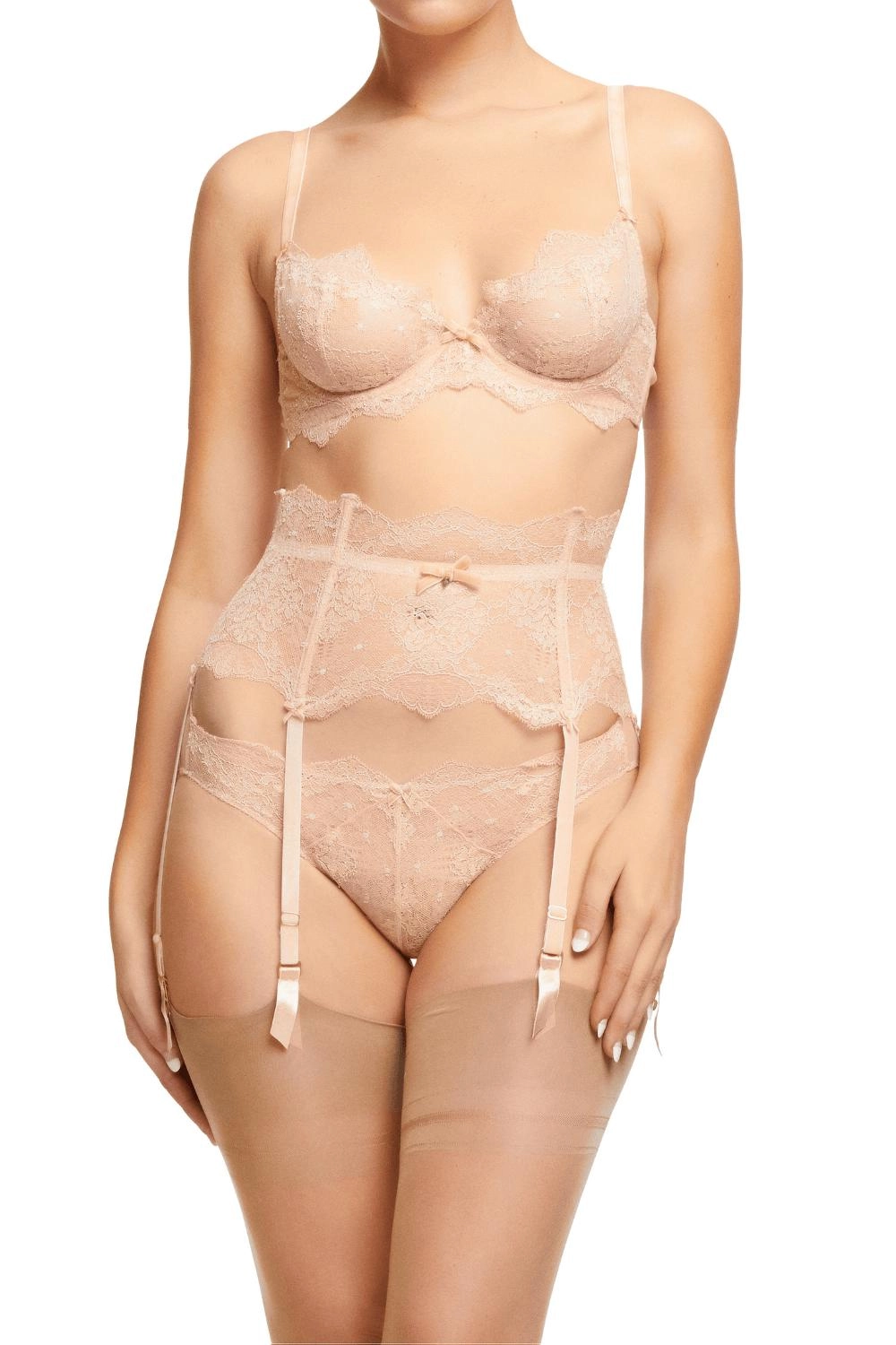 Dita Von Teese Lurex Lace G-String Panty Vintage Peach