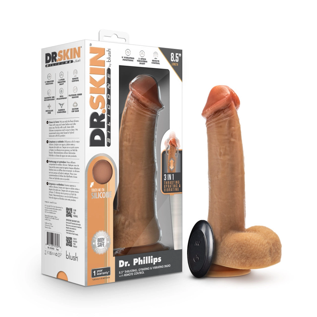 Dr. Skin Silicone - Dr. Phillips - 8.5 Inch Thrusting Dildo