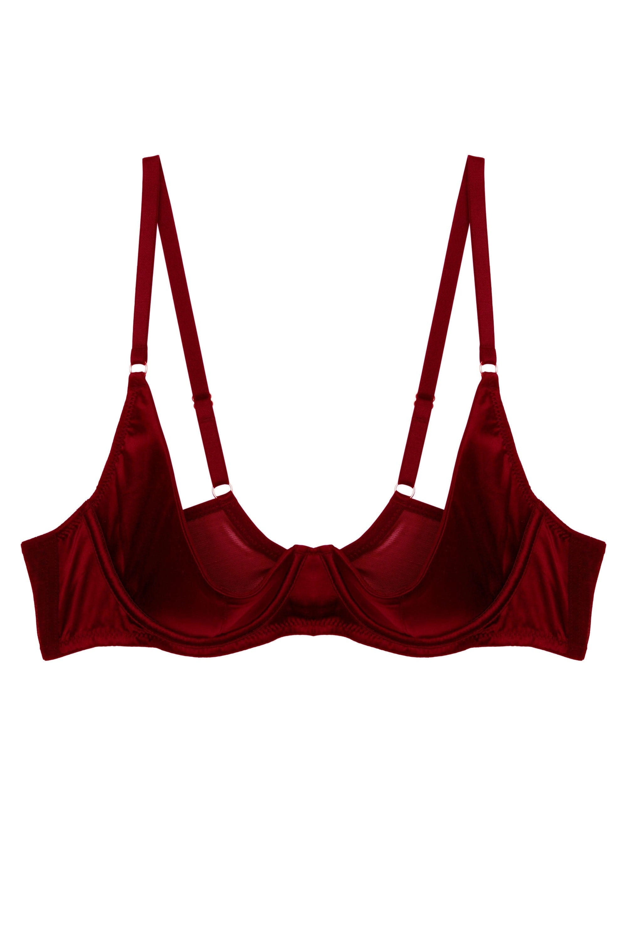 Etta Red Satin Quarter Cup Bra Set