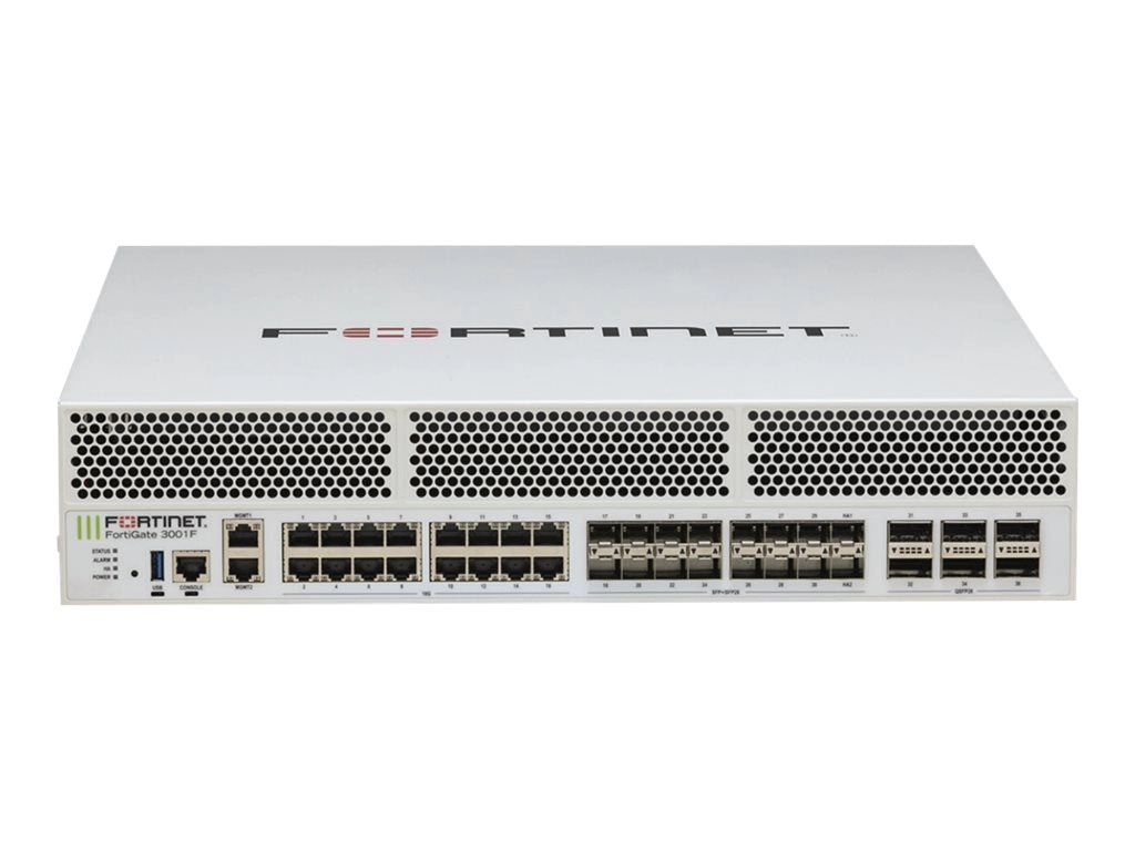 Fortinet FortiGate 3001F - Security appliance - with 3 years FortiCare 24X7 Service   3 years FortiGuard - 40GbE, 100GbE, 25GbE FG-3001F-BDL-950-36