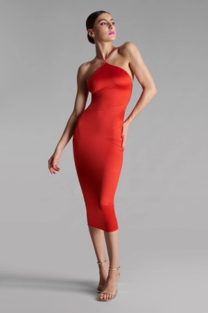 French Kiss Open Back Midi Dress Red