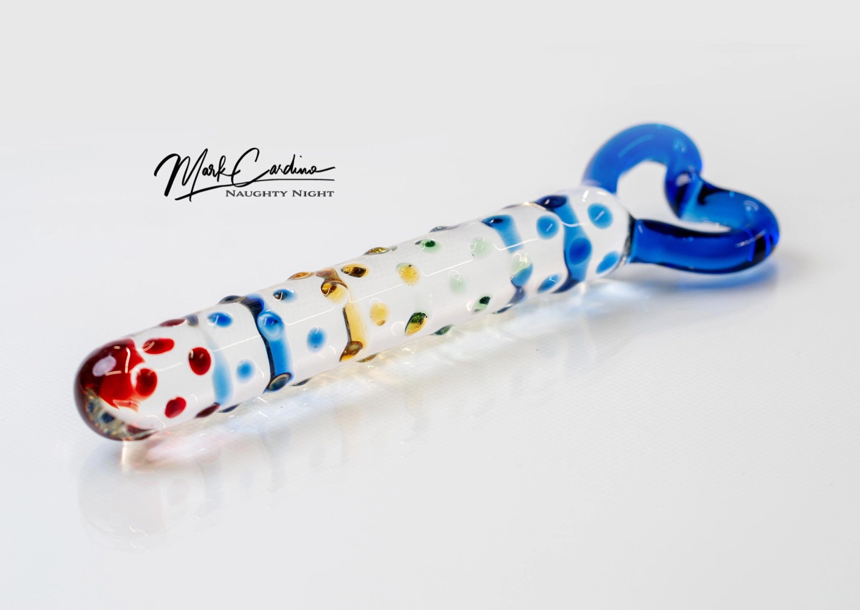 Heart Tip Rainbow Glass Dildo