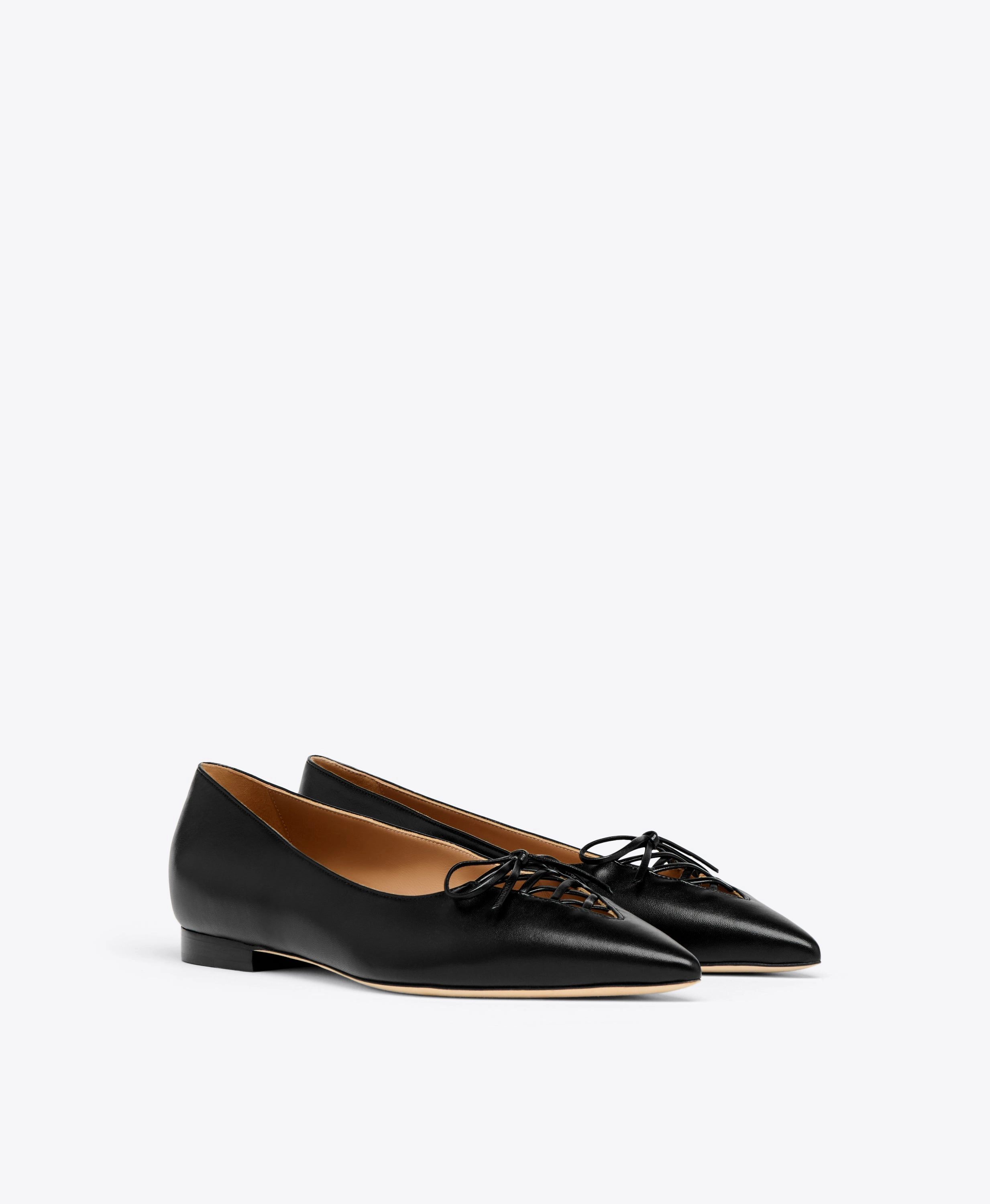 Hedy Black Leather Flat Pumps