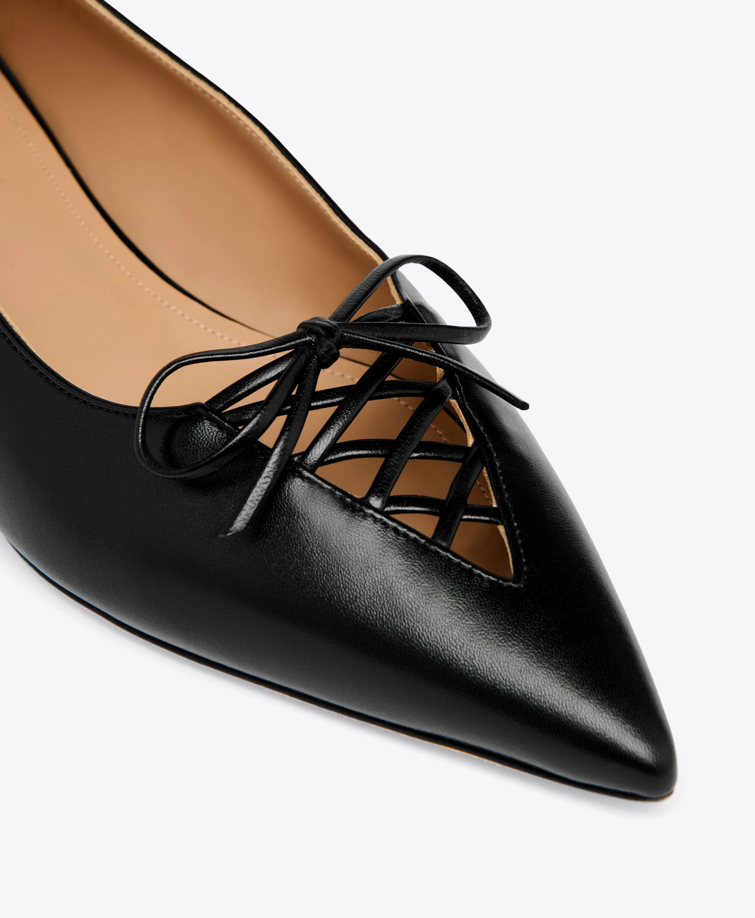 Hedy Black Leather Flat Pumps