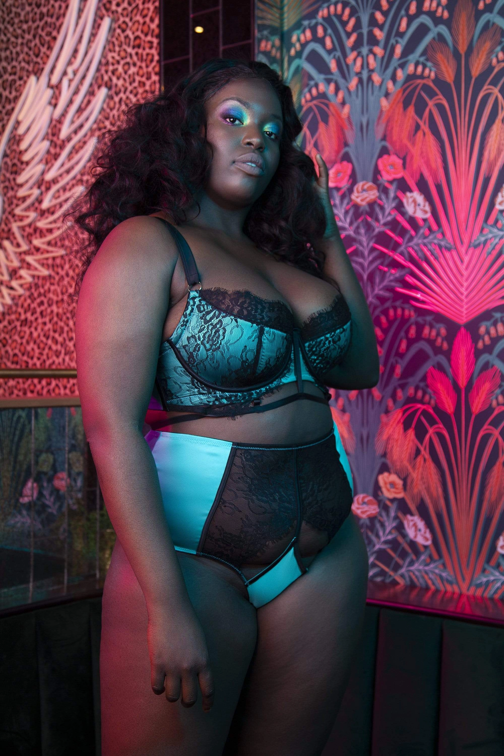 Henrietta Teal Lace Overlay Bra