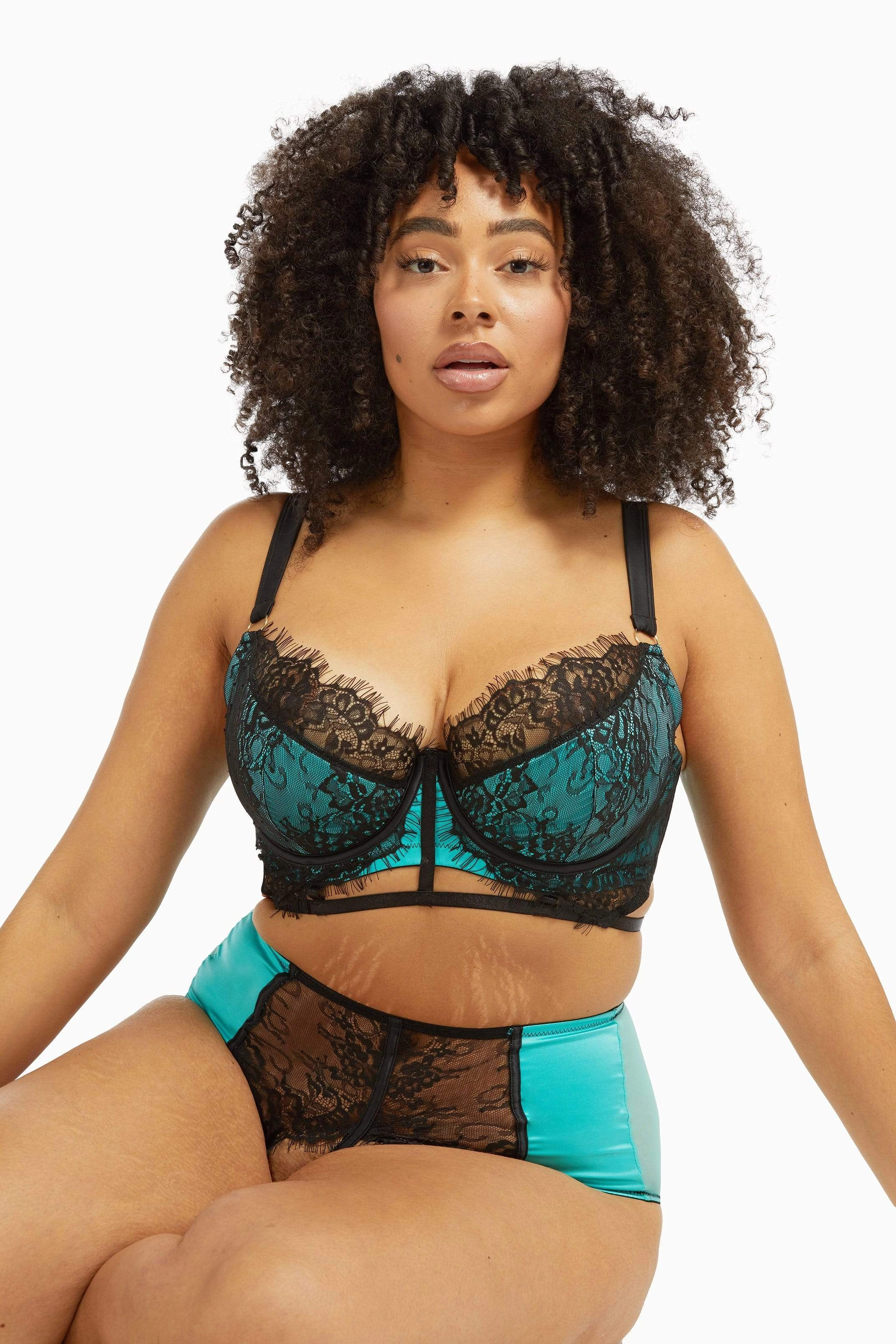 Henrietta Teal Lace Overlay Bra