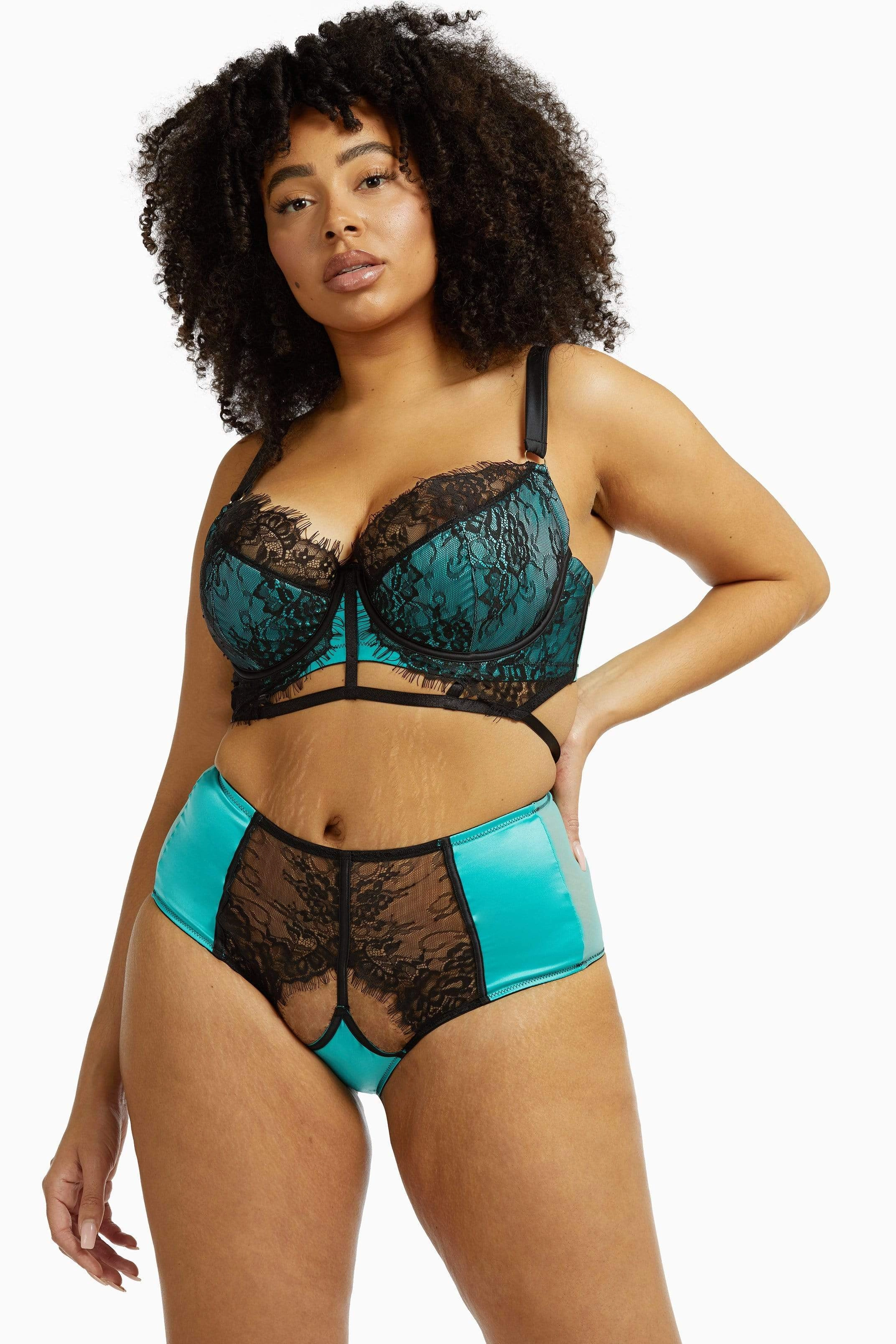 Henrietta Teal Lace Overlay Bra