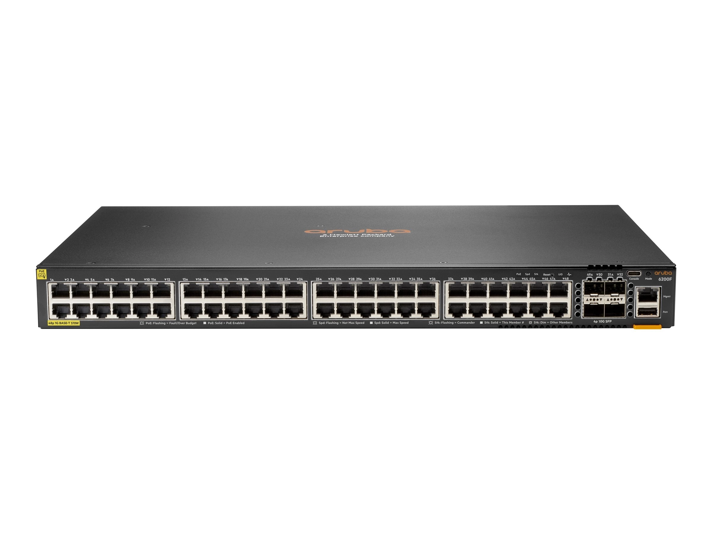 HPE Aruba Networking CX 6200F 48G Class 4 PoE 4SFP  370W TAA Switch - Switch - Max. Stacking Distance 10 kms - L3 - managed - S0M89A#B2B