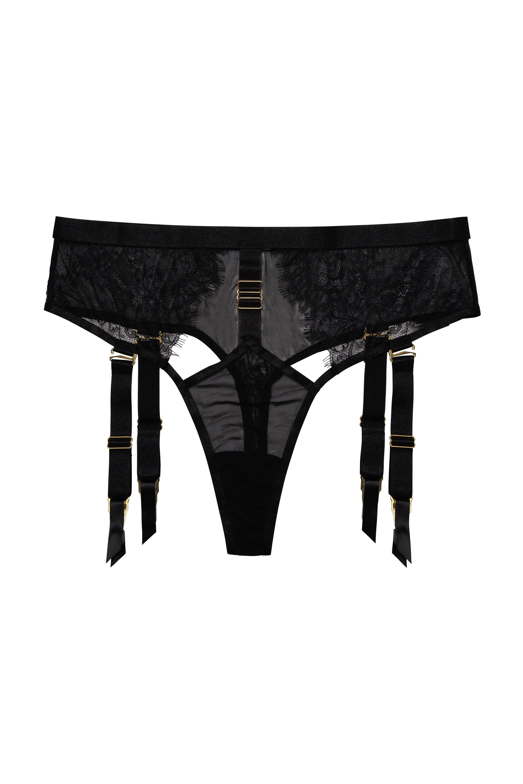 Hustler Pamela Black Lace Suspender Thong