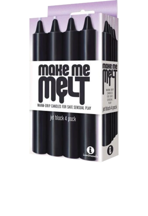Icon Brands - The 9's - Make Me Melt Sensual Warm-Drip Candles, 4 Pack, Jet Black