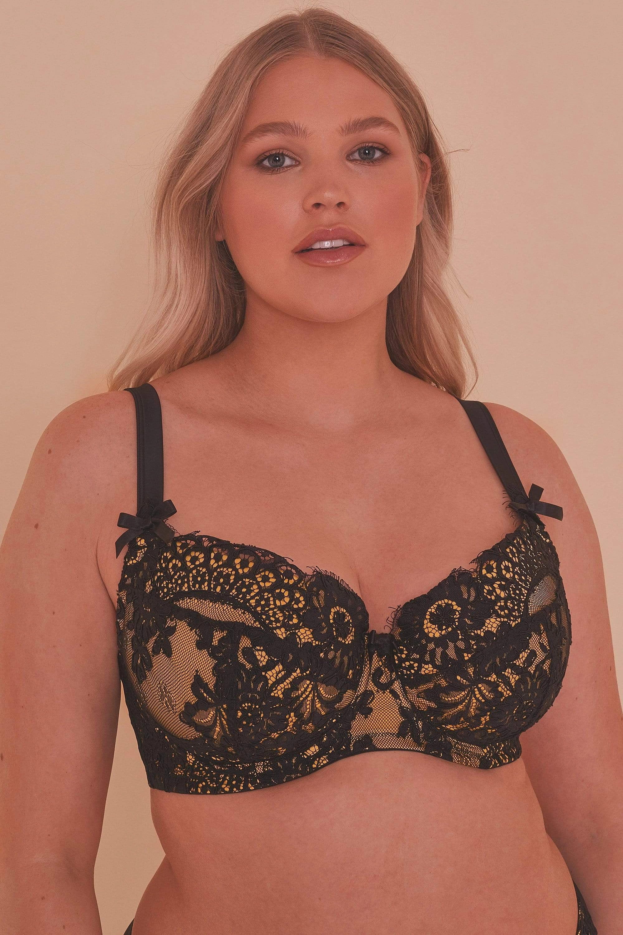 Jaquelina Mustard Contrast Plunge Bra