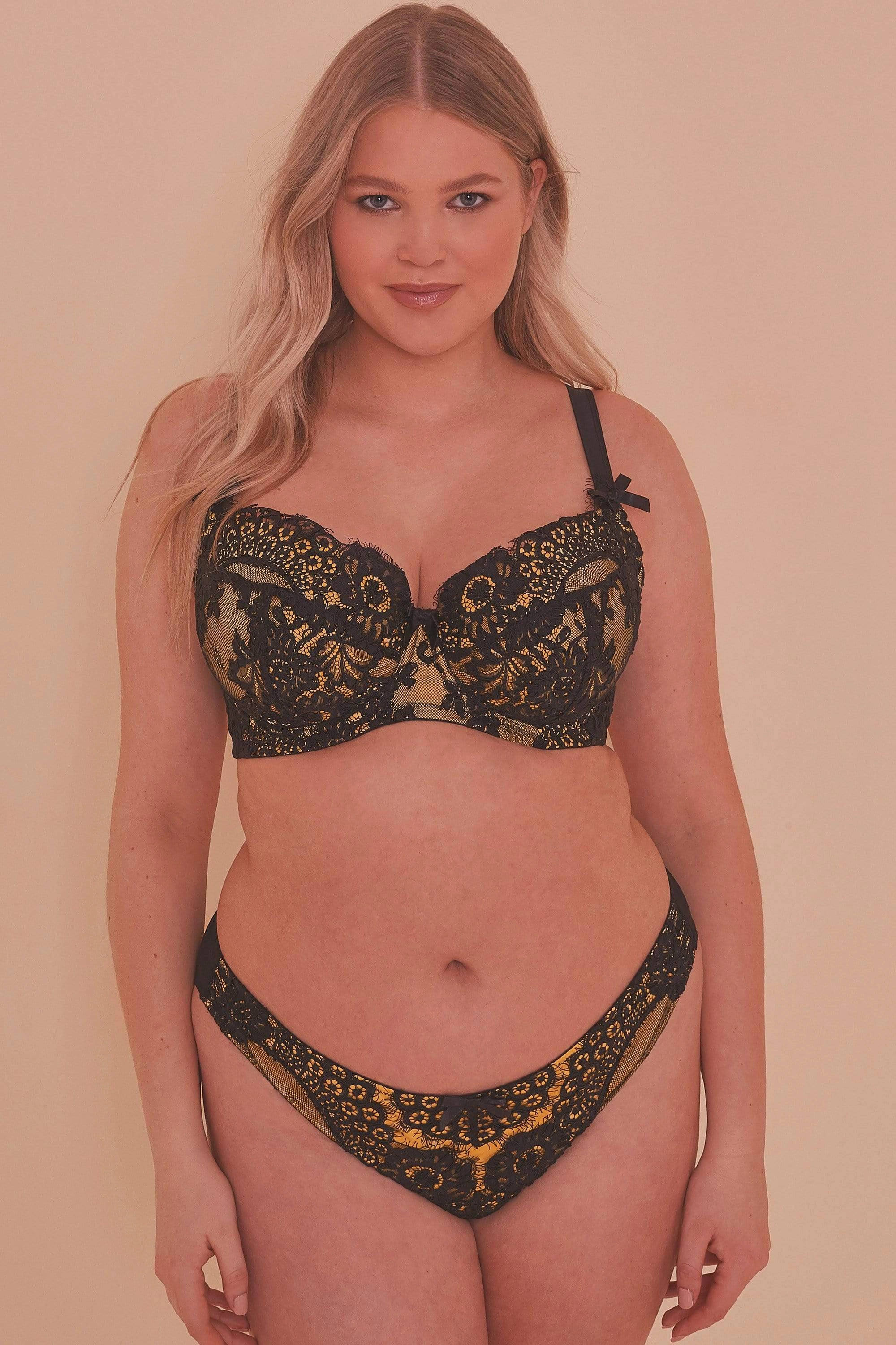 Jaquelina Mustard Contrast Plunge Bra
