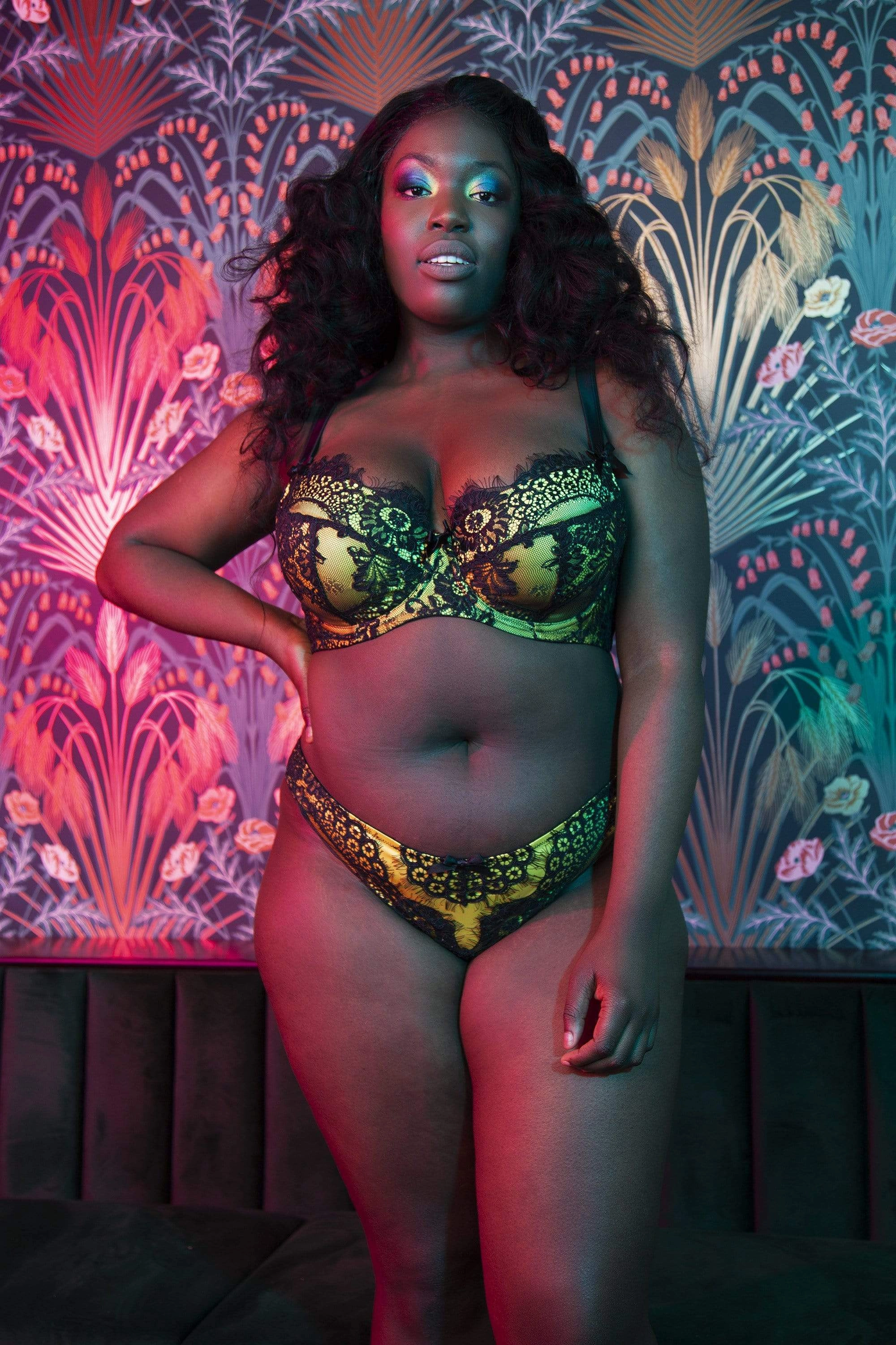 Jaquelina Mustard Contrast Plunge Bra