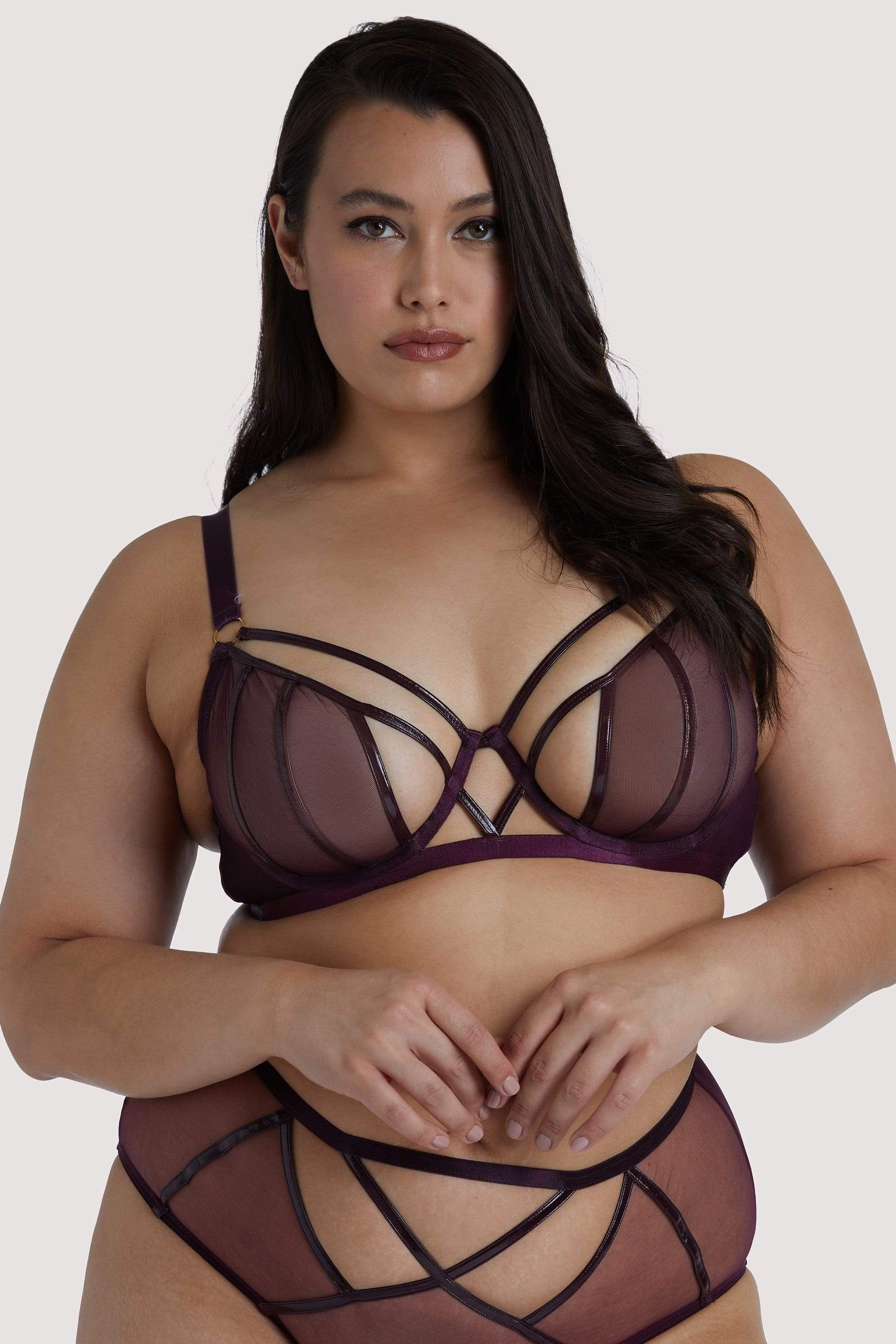 Kelly Wine PVC Panelled Bra