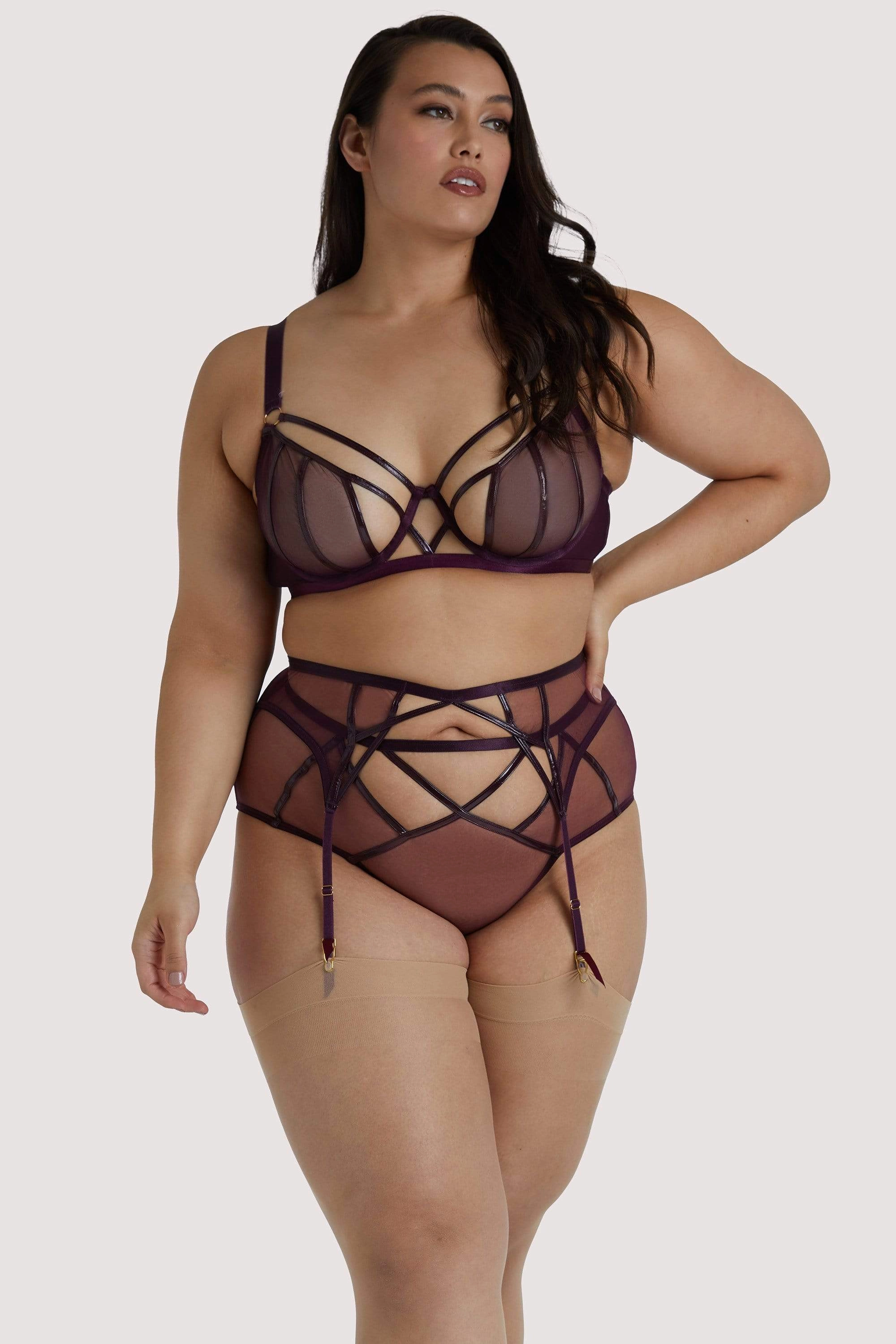 Kelly Wine PVC Panelled Bra