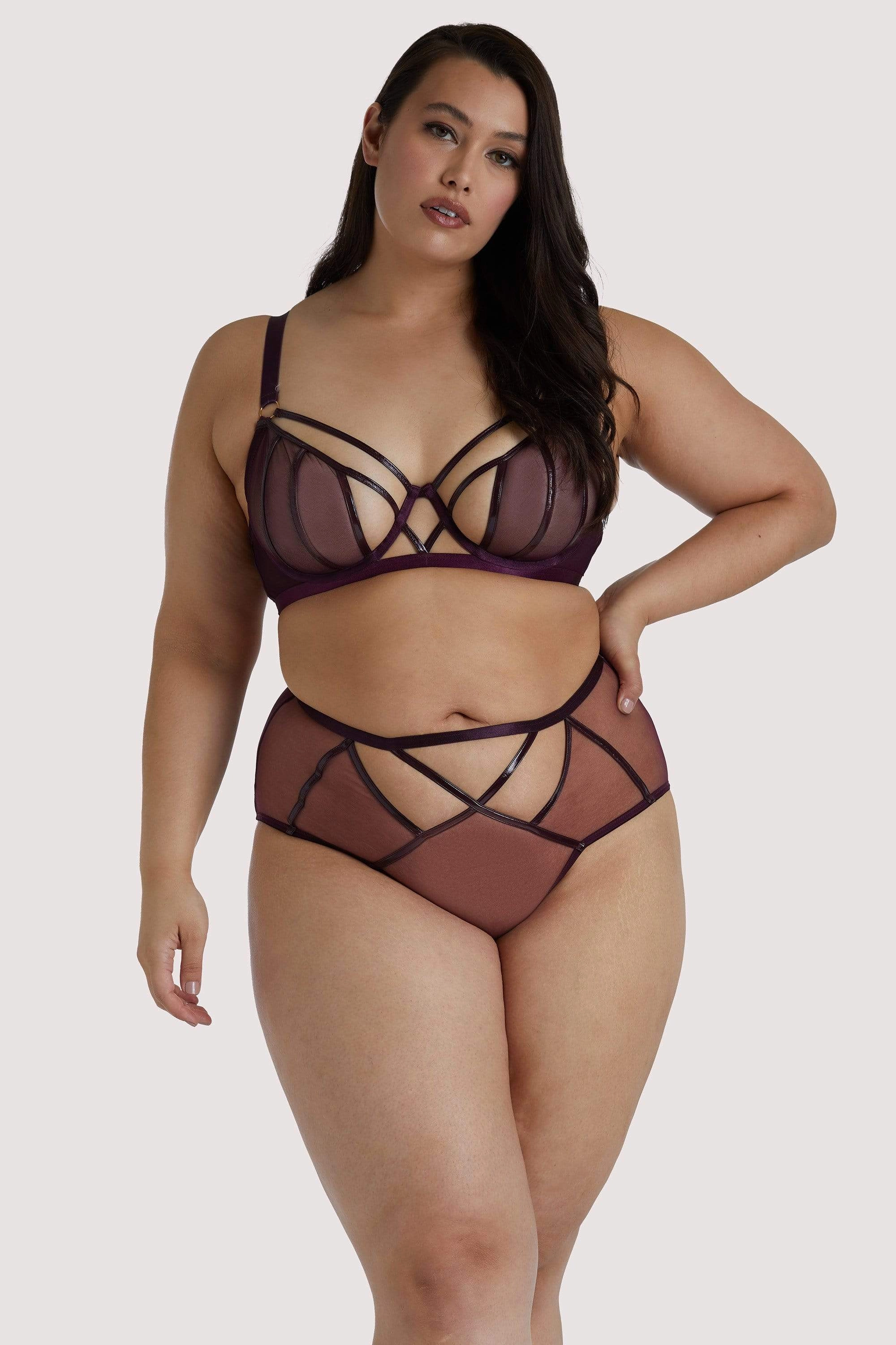 Kelly Wine PVC Panelled Bra