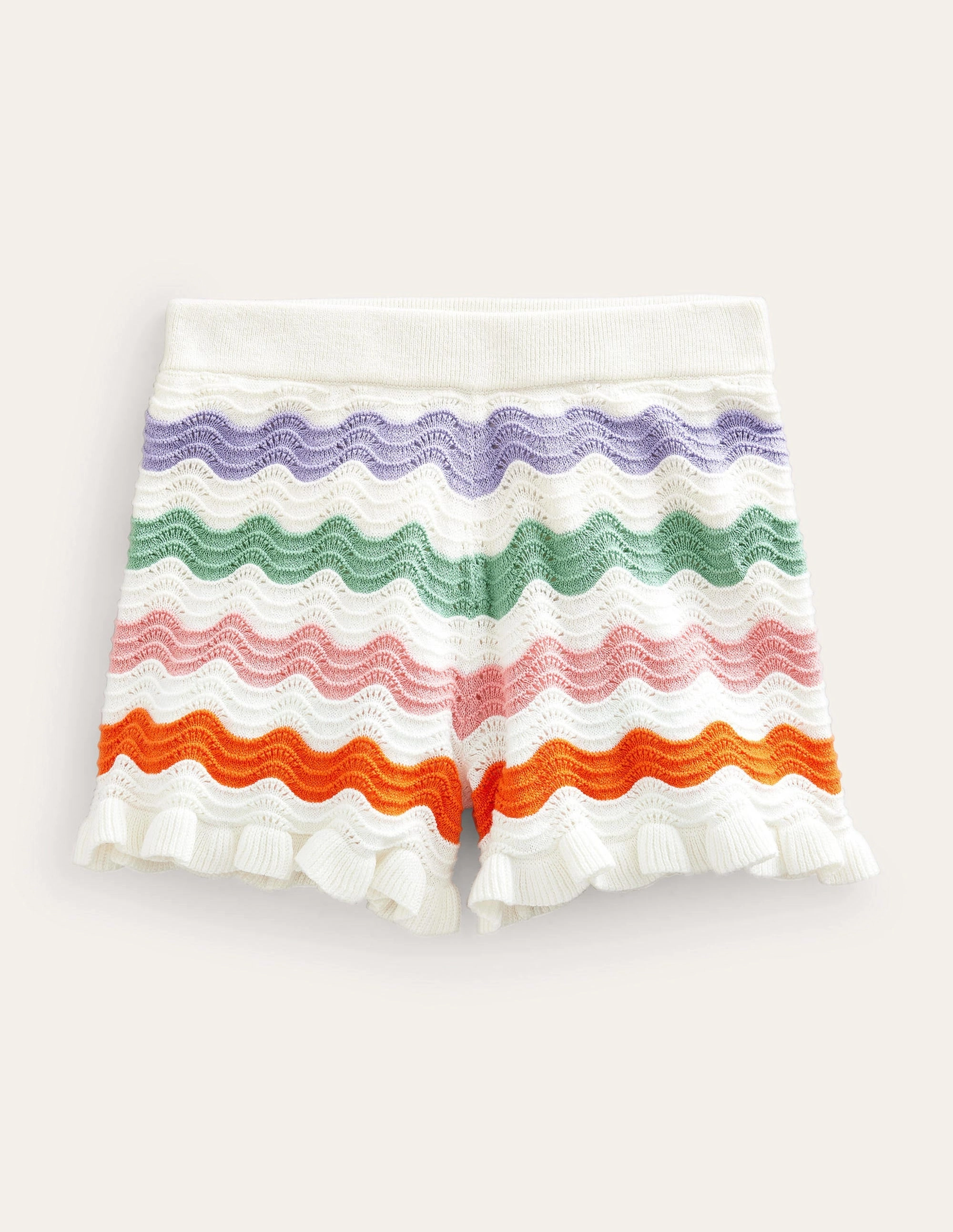 Knitted Frilled Shorts-Multi Rainbow