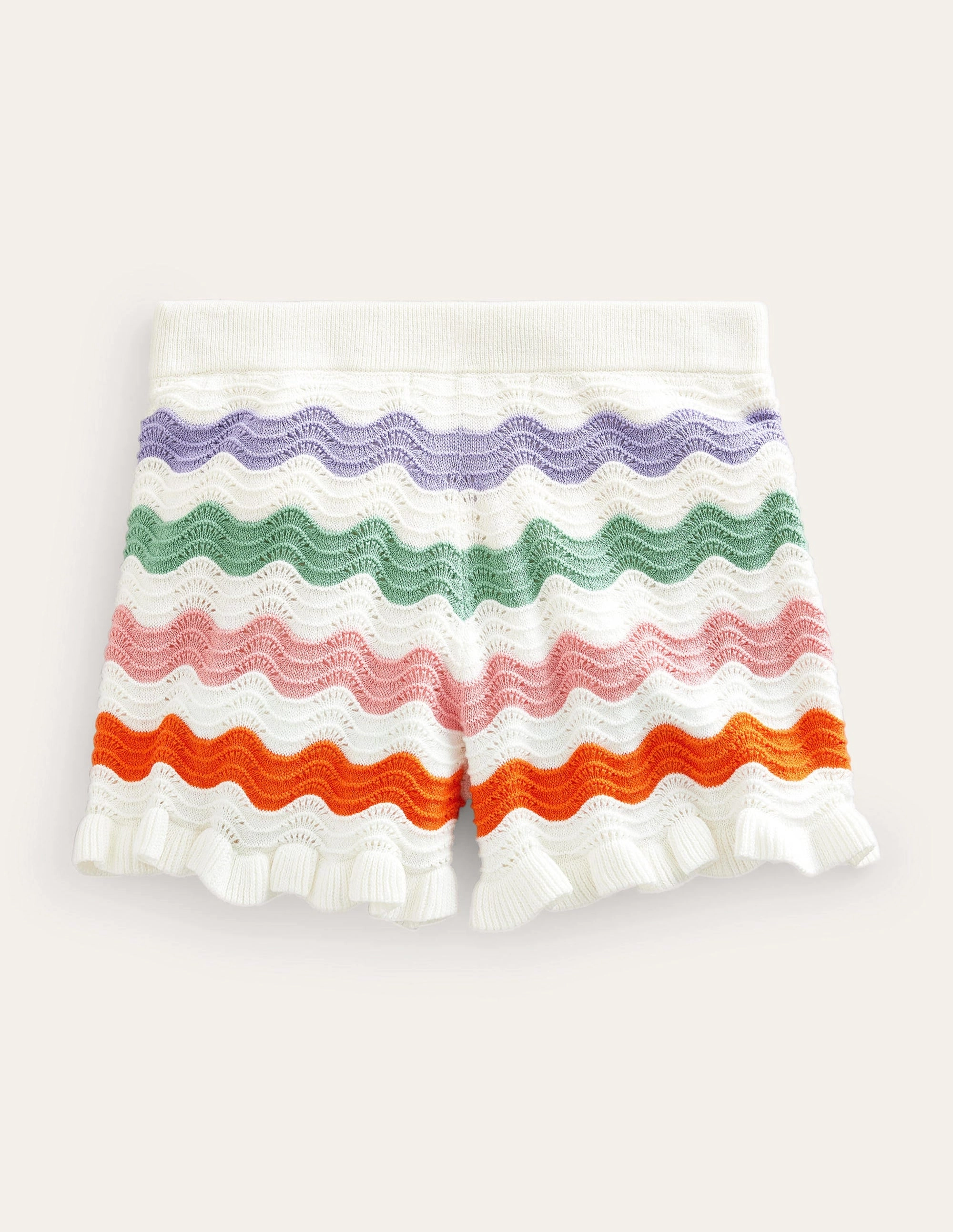Knitted Frilled Shorts-Multi Rainbow