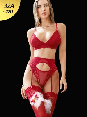 Lace Lingerie Set with Garter Belt and Stockings