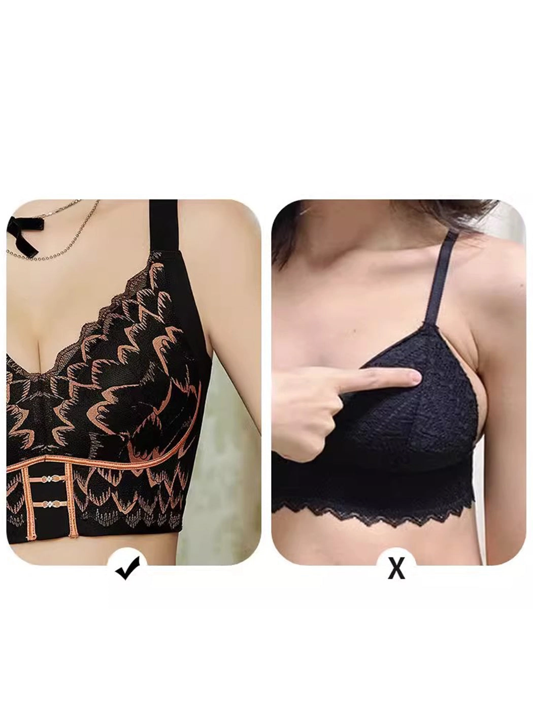 Lace Trim Lift & Side Support Minimizer Bra
