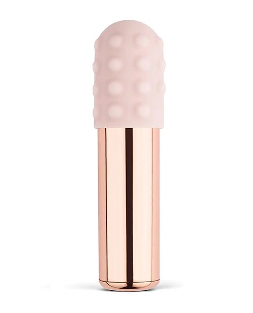 Le Wand Chrome Bullet Discreet Travel Size Vibrator W/silicone Textured Ring - Rose Gold