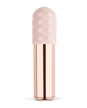 Le Wand Chrome Bullet Discreet Travel Size Vibrator W/silicone Textured Ring - Rose Gold