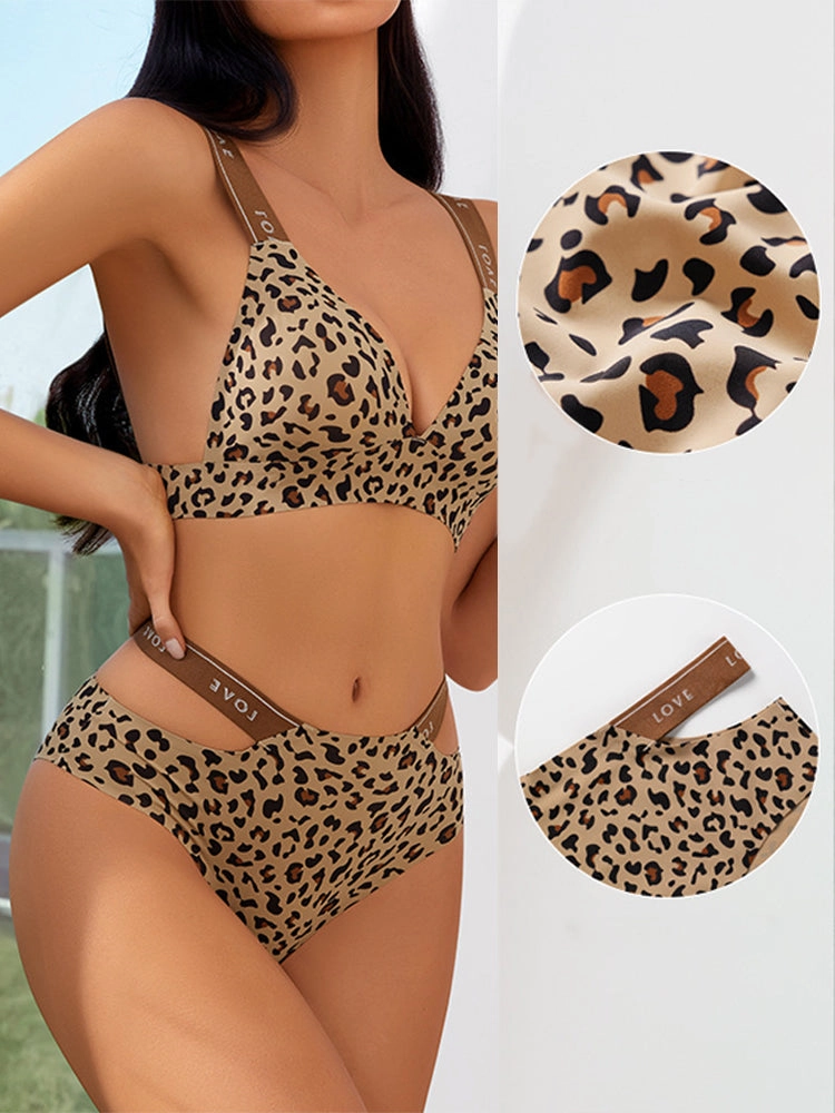 Leopard Print Push-Up Bra and High-Waist Brief Set