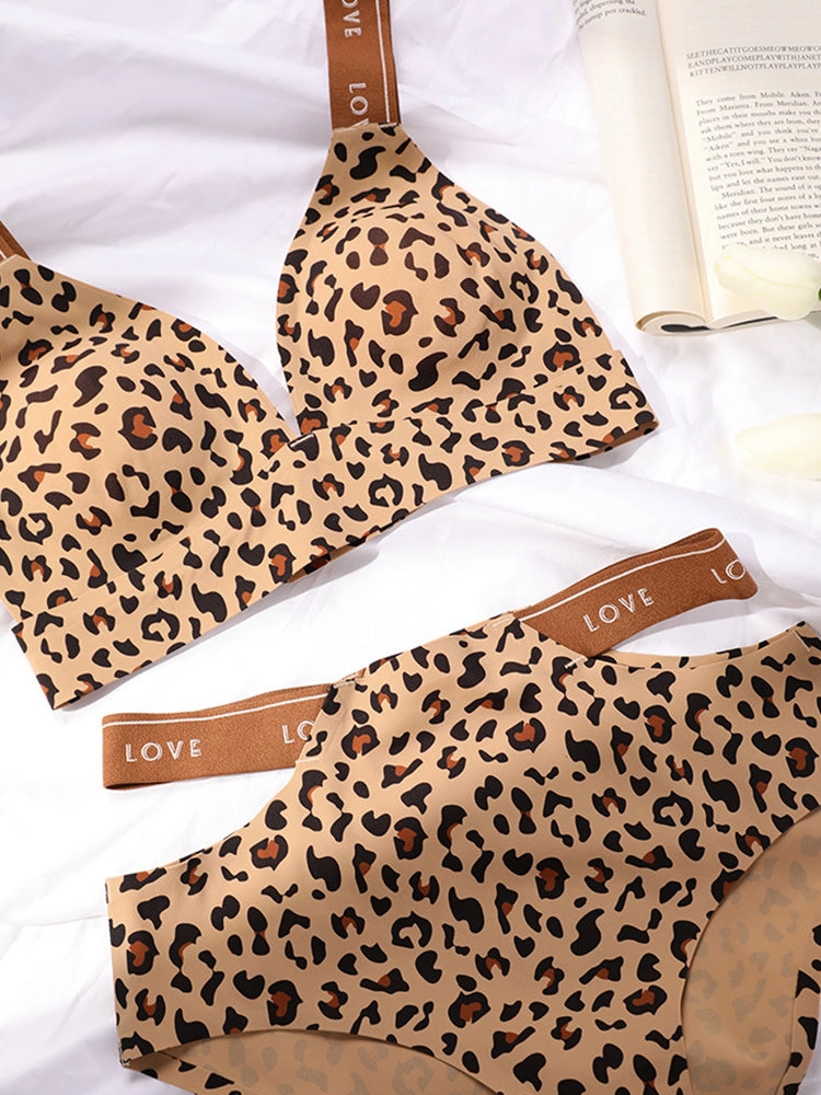 Leopard Print Push-Up Bra and High-Waist Brief Set