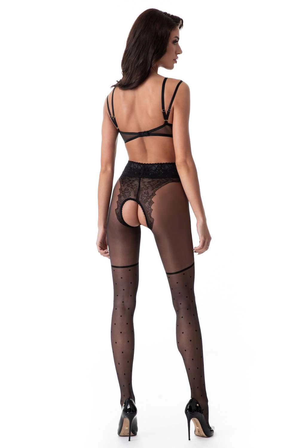 Lolita Crotchless Tights Black 30 Denier