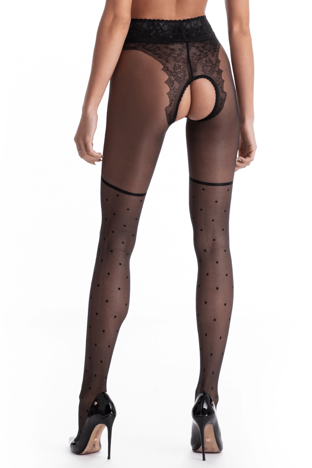 Lolita Crotchless Tights Black 30 Denier