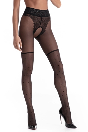 Lolita Crotchless Tights Black 30 Denier