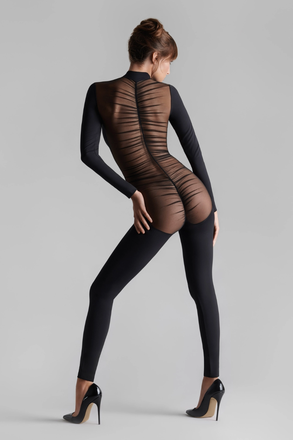 Nuit Fauve Sheer Back Long Sleeve Catsuit