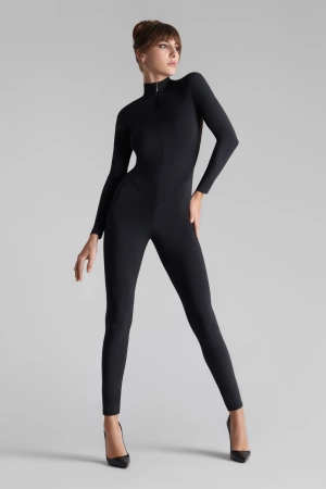 Nuit Fauve Sheer Back Long Sleeve Catsuit
