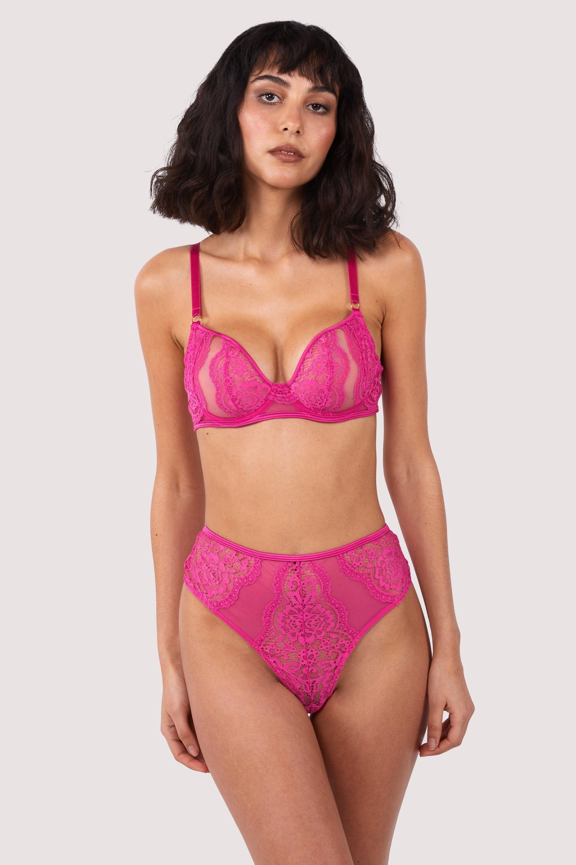 Ophelia Pink Cut Out Lace High Waist Brief