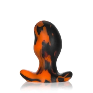 OxBalls Ergo (Orange) Swirl Butt Plug - Black Anal Plug (Large)